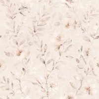 Soft watercolor floral branches beige large tapete