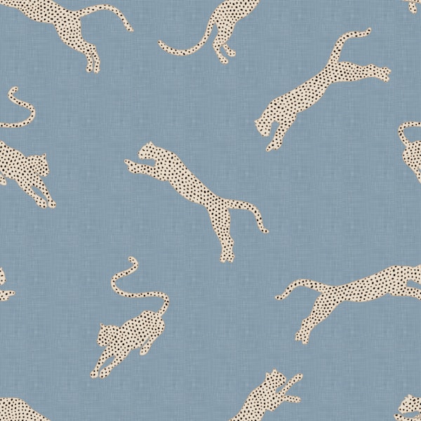 Exotic Leopards on Vintage Jeans Blue WP