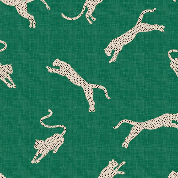 Exotic Leopards on Emerald Green WM