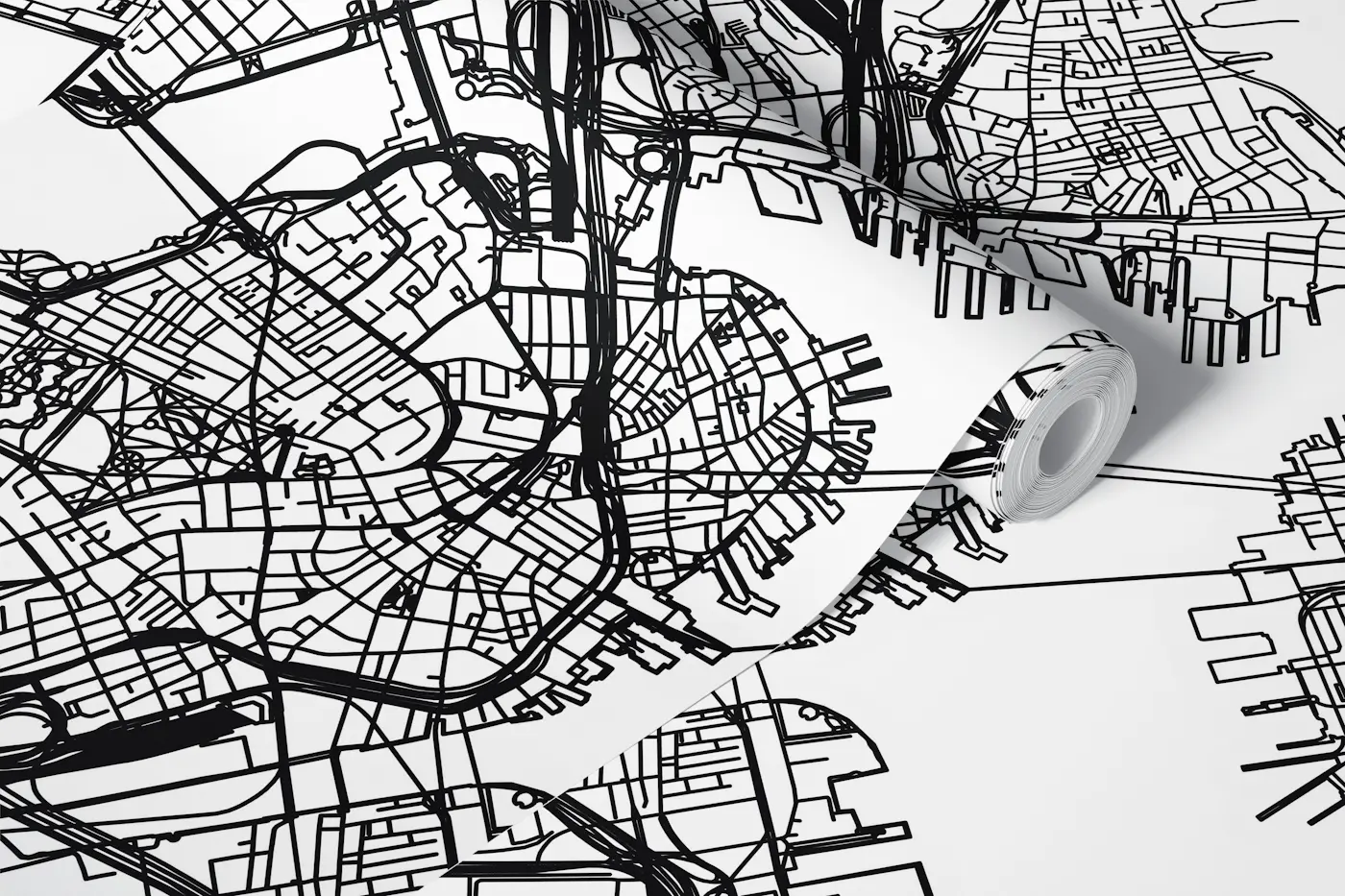 Boston Map wallpaper roll