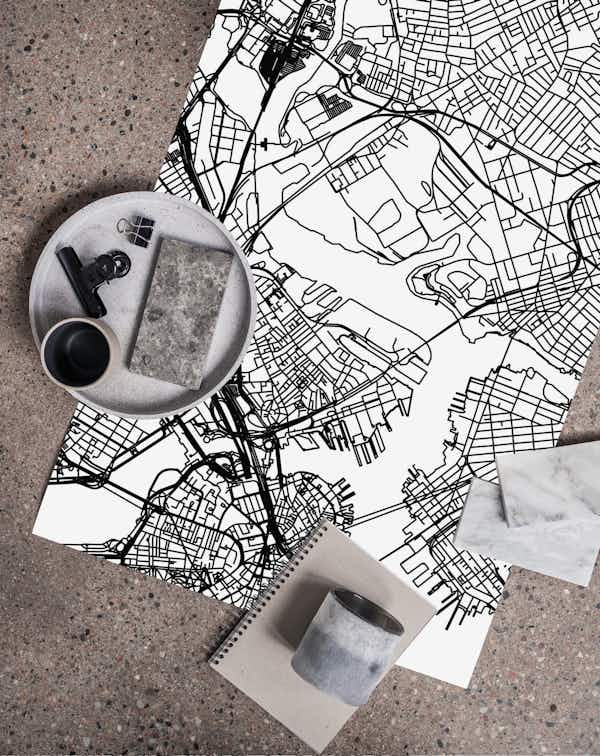Boston Map wallpaper roll