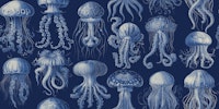 Elaborate Jellyfish - Delft Blue tapetit