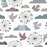 Mid Century Modern Garden Muted WP papiers peint