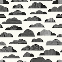 Mid Century Modern Clouds Black and White WP tapet