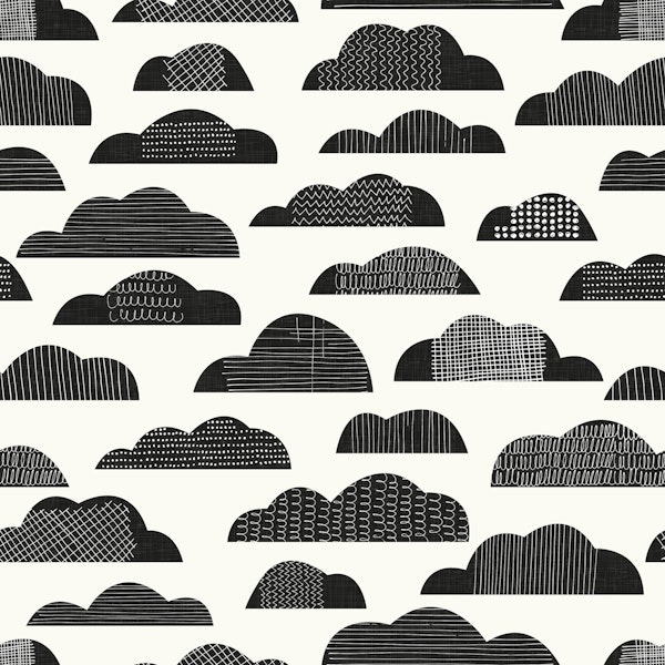 Mid Century Modern Clouds Black and White WP