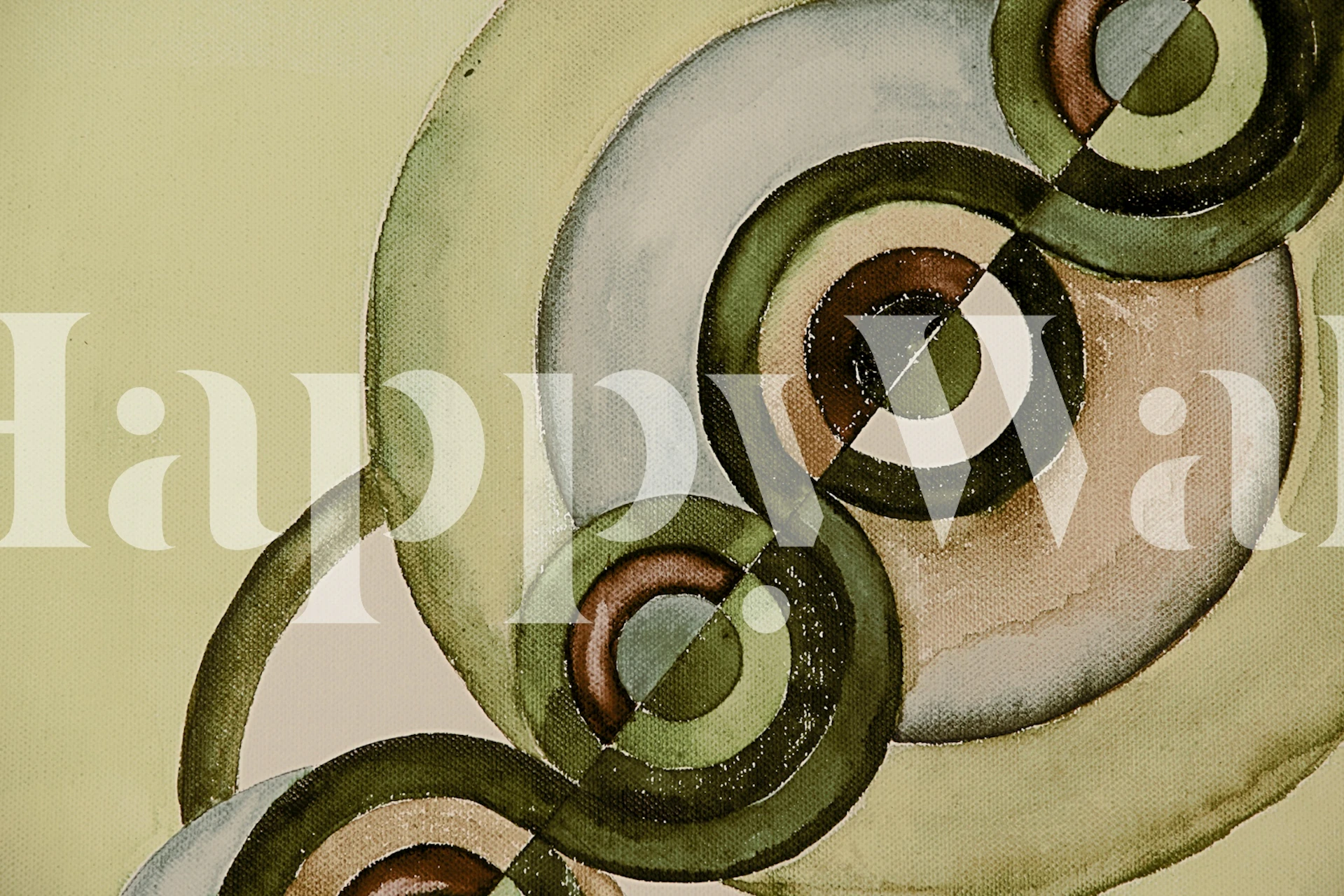 Earthy Green Circles Painting huoneessa