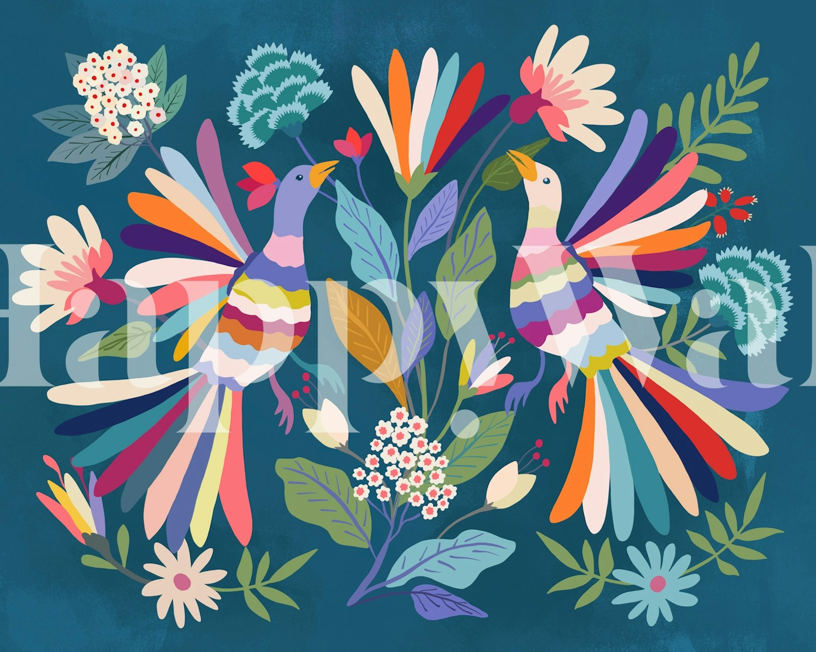 Έγχρωμο ταπετσαρία Mexican Garden σε έναν χώρο