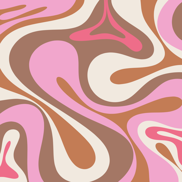Mod Swirl Groovy Pink Mocha Abstract