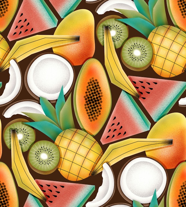 Juicy Geometric Tropical Fruits - on brown