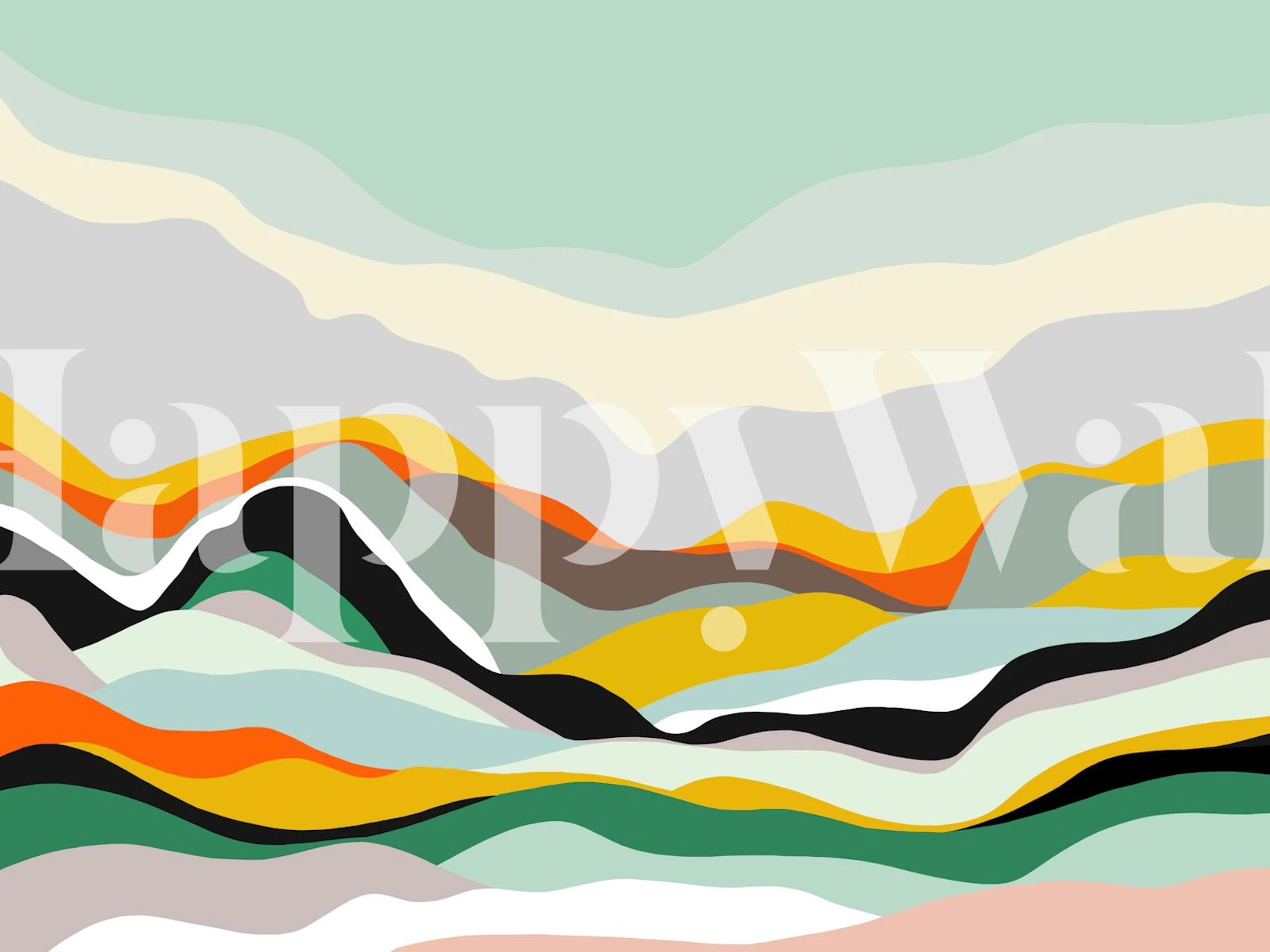 Vibrant Abstract Waves tapet i ett rum