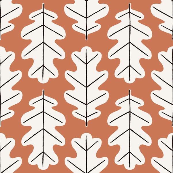 Oak Leaf Pattern Rusty Red