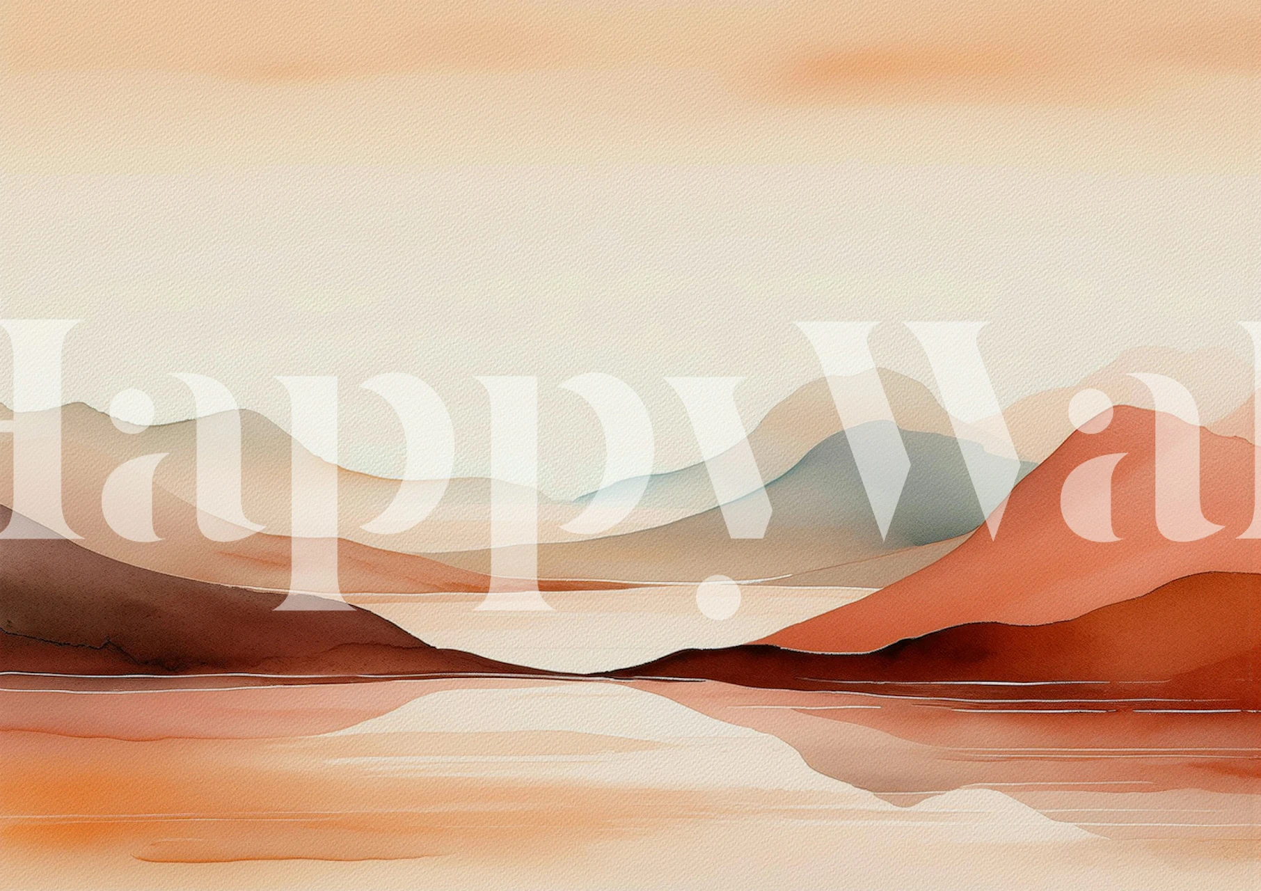 Blush mountains wallpaper in a cozy room