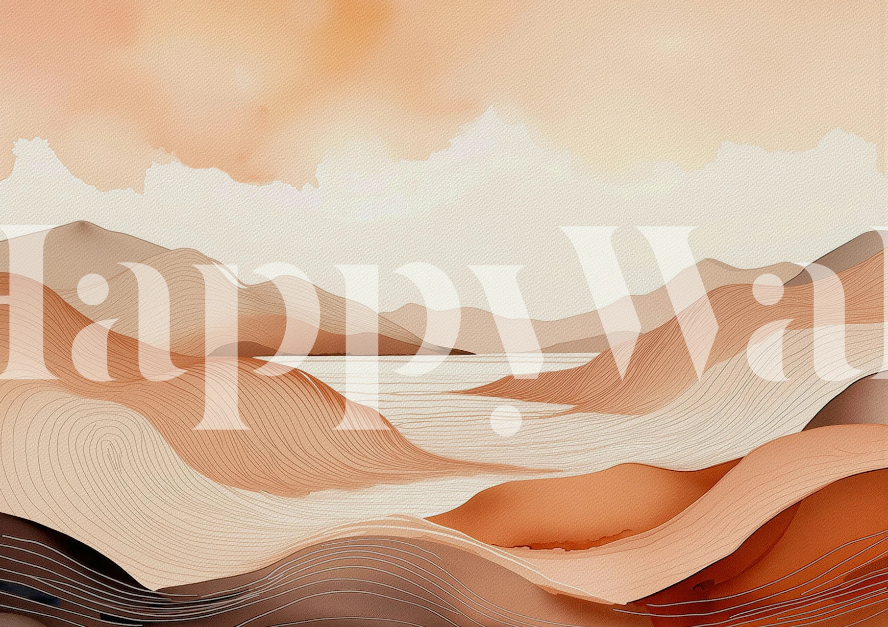 Serene Copper Contours wallpaper in a room