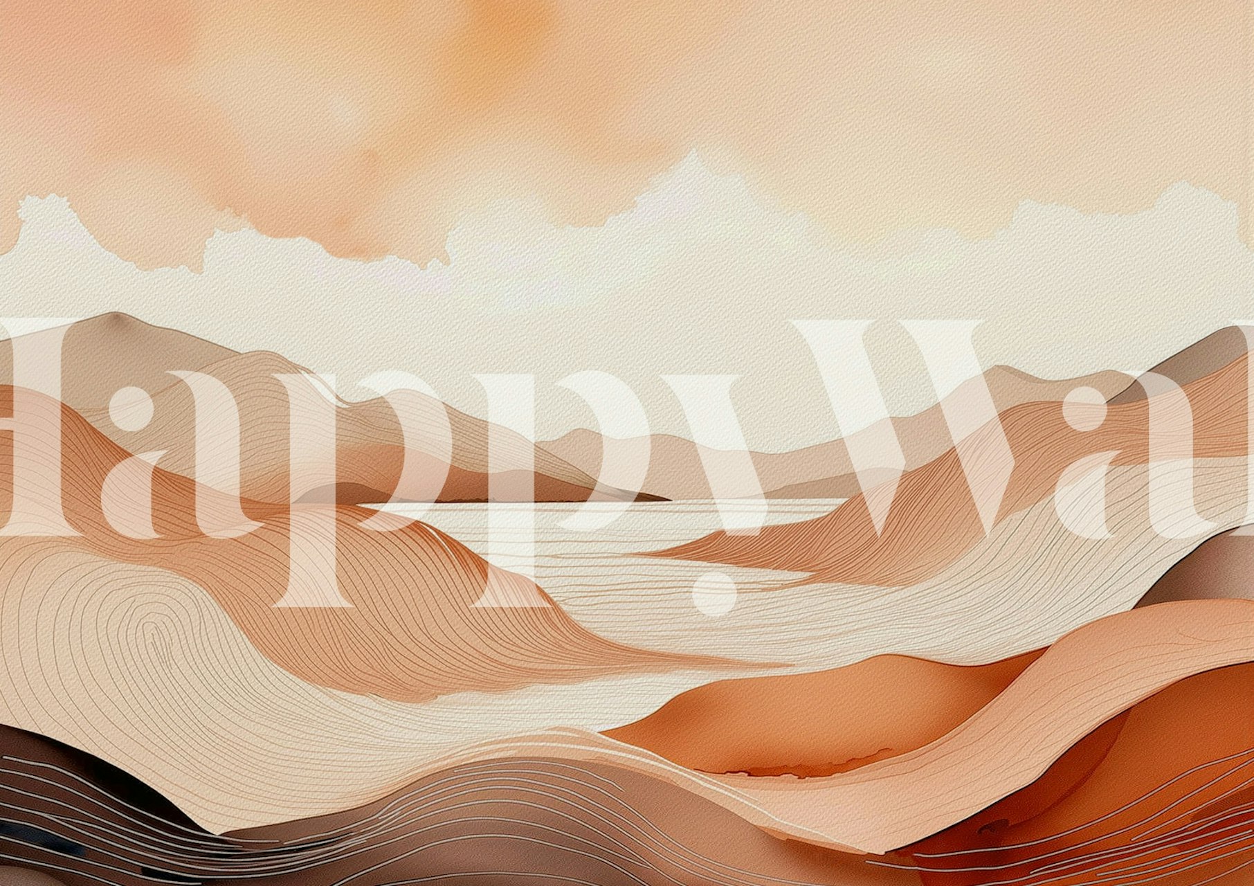 Papier peint Serene Copper Contours dans une pièce