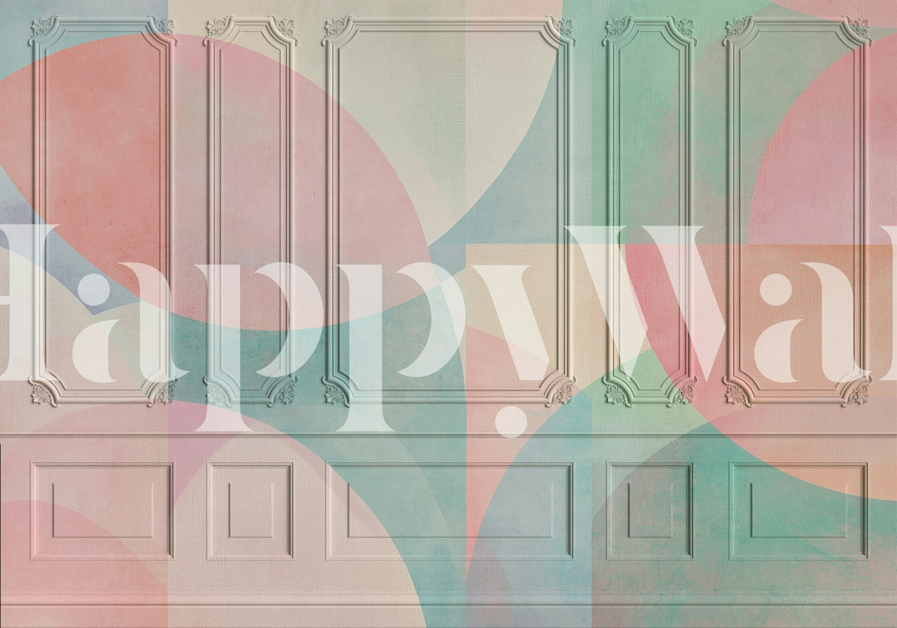 Pastel geometric wallpaper in einer Raumgestaltung