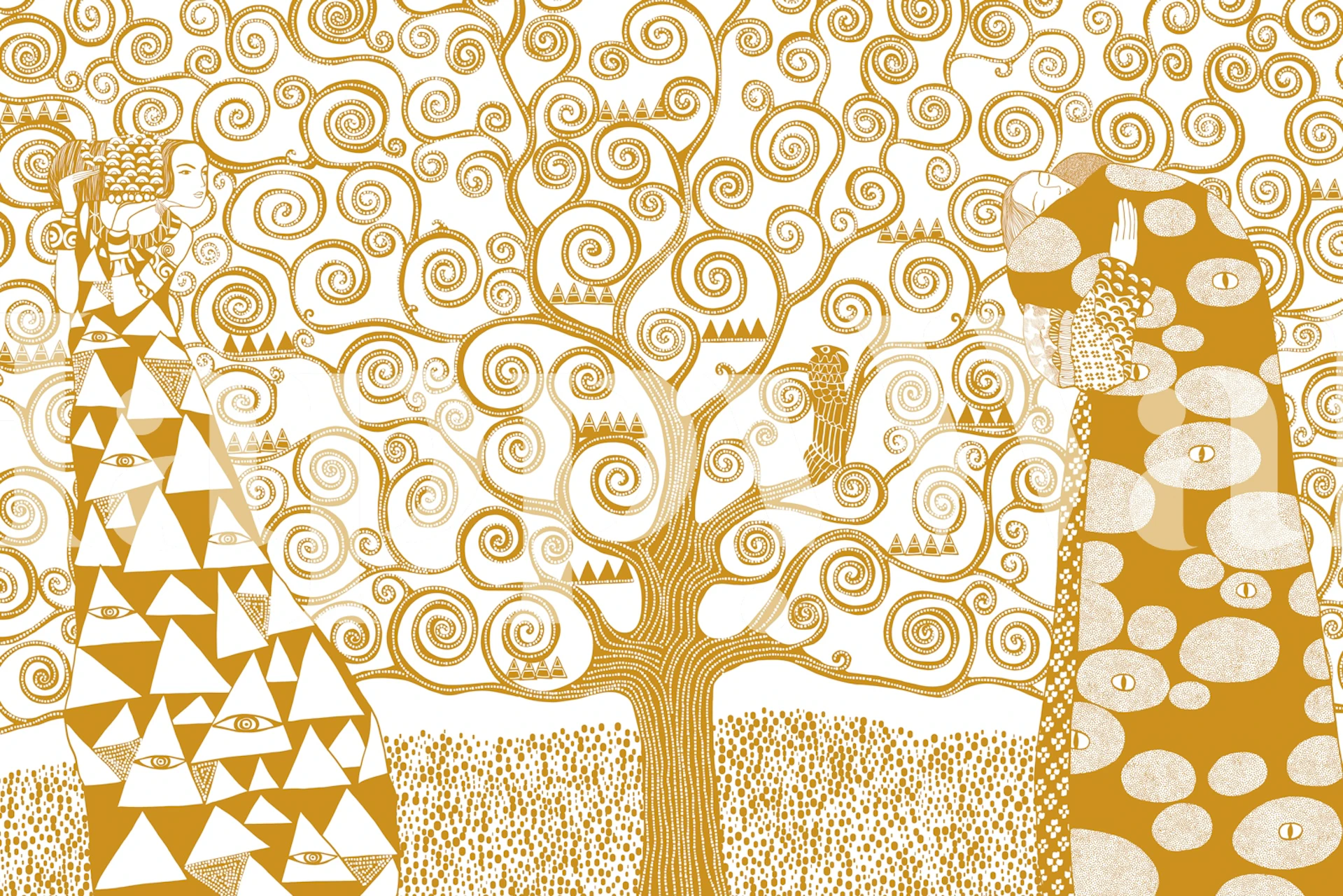 Golden Tree of Life tapetti huoneessa