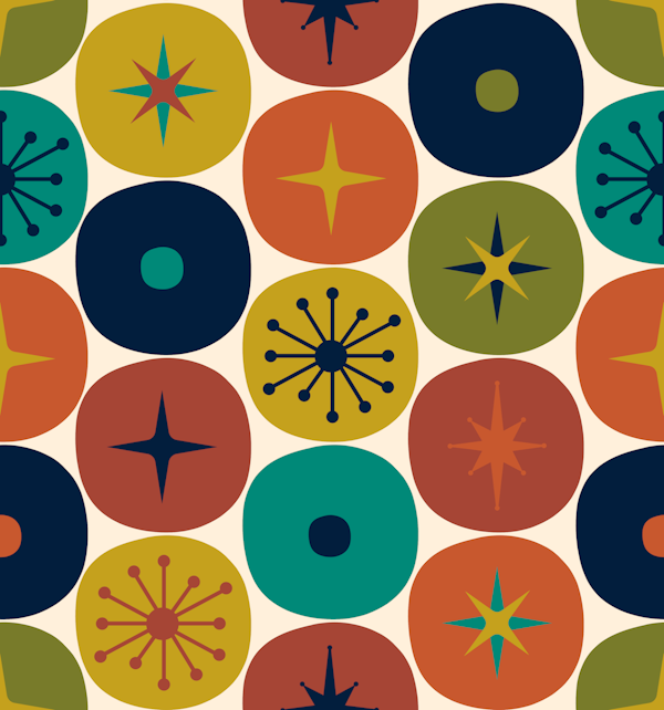 Atomic Future Midcentury Retro Dots and Stars