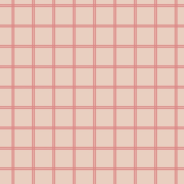 Double Plaid.Windowpane salmon pink stripes