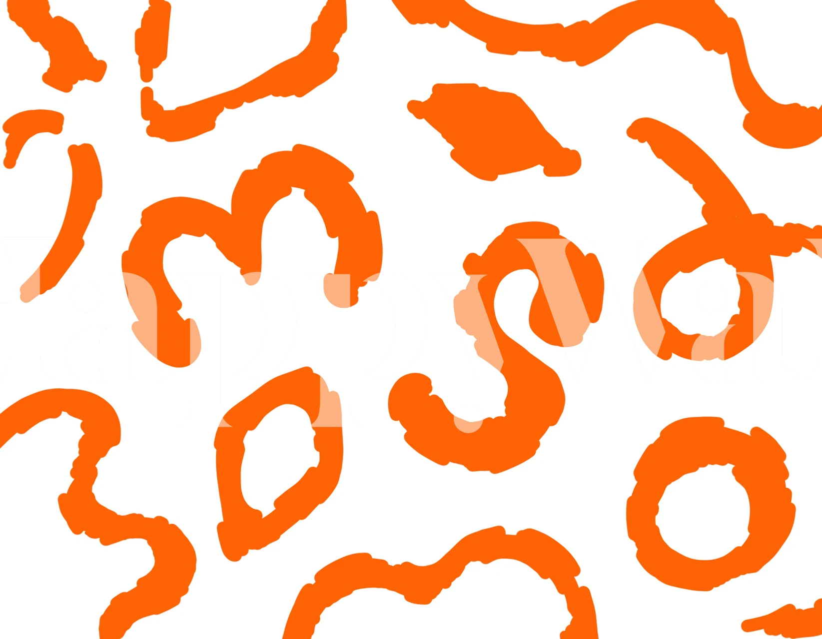 Vibrant orange curves wallpaper in a room