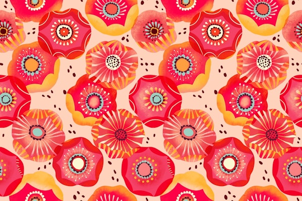 Red pink Poppy field