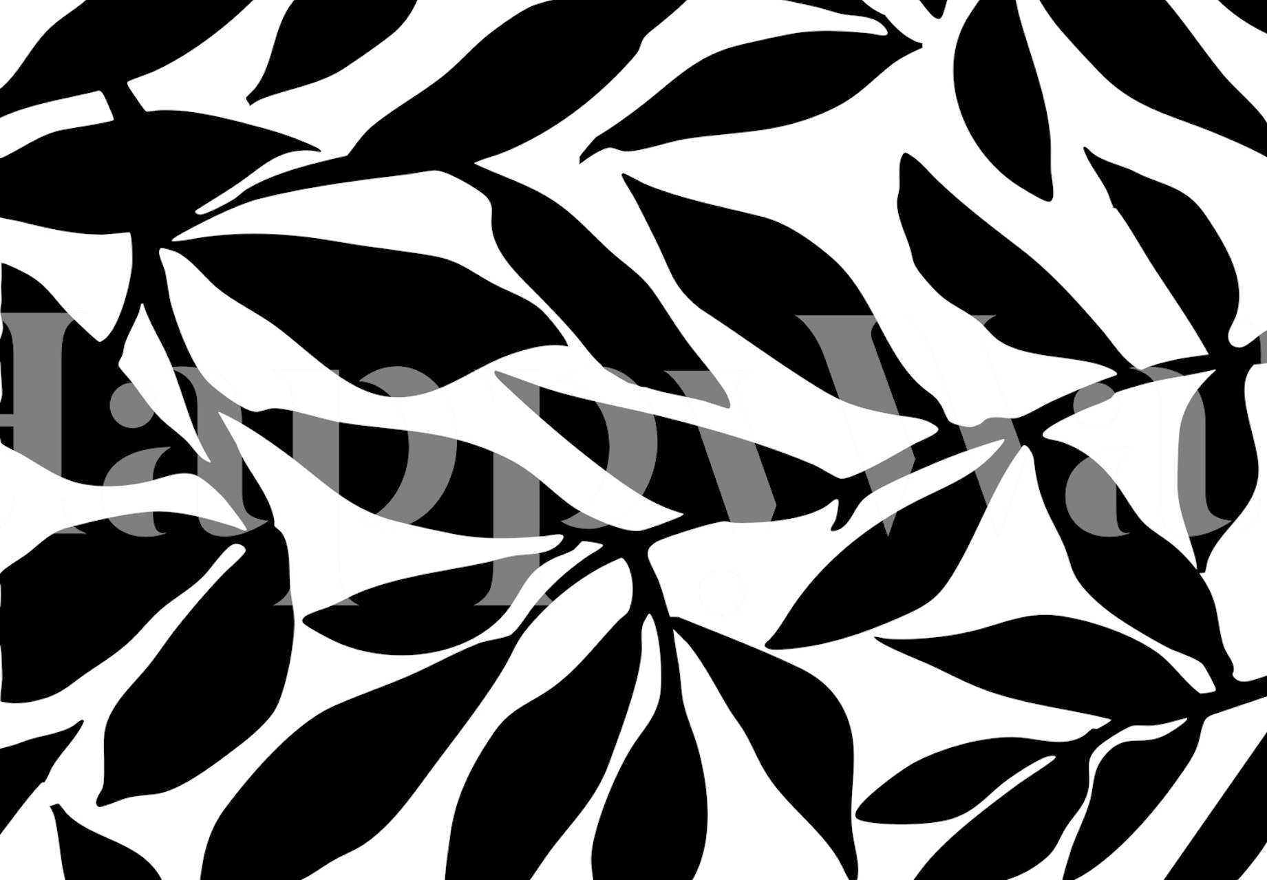 Black leaf silhouettes on white background wallpaper