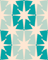 Mid Century Modern Checkered Starbursts Teal tapete