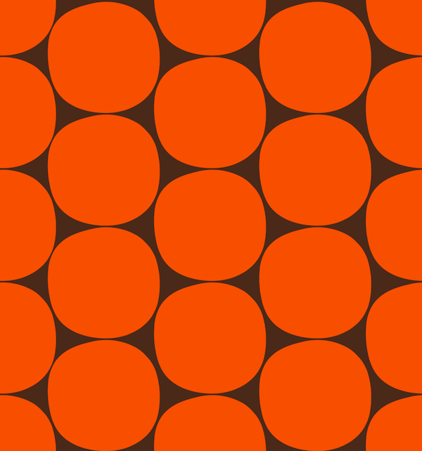 Midcentury Mod Dots 70s Orange and Dark Brown