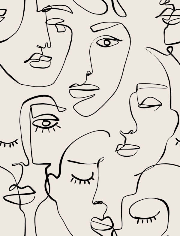 Monochrome Line Art Faces
