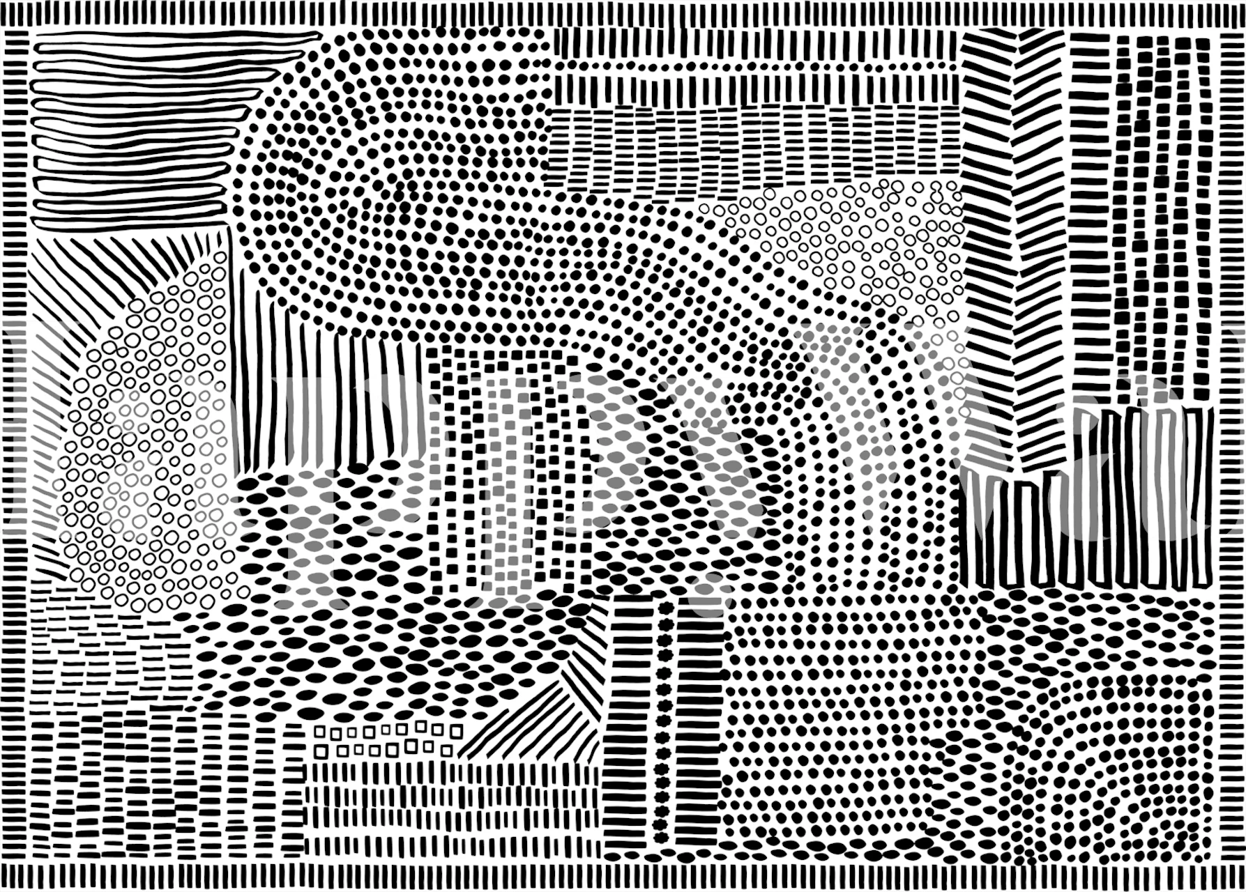 Geometric black and white patterns in wavy and linear designs wallpaper