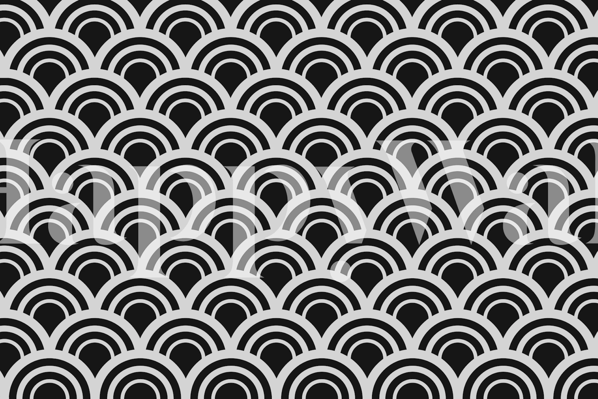 Black and white waves wallpaper in a room