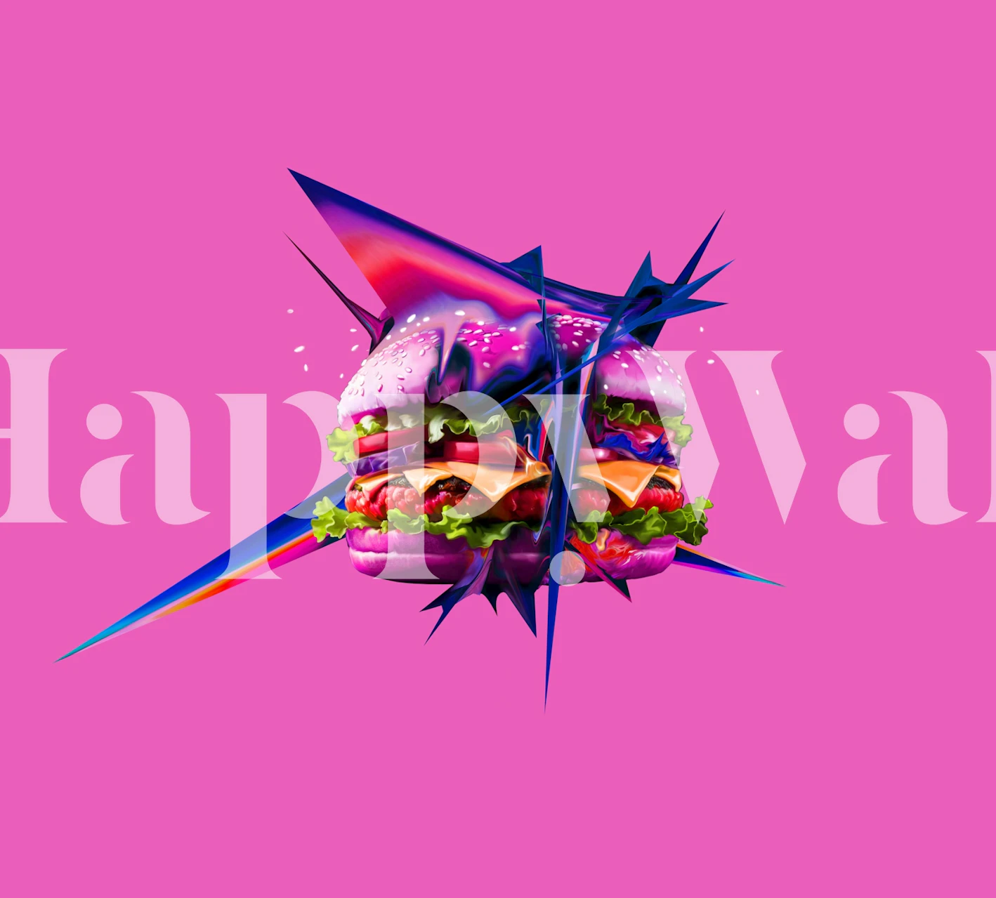 Cyber Burger behang in een kamer