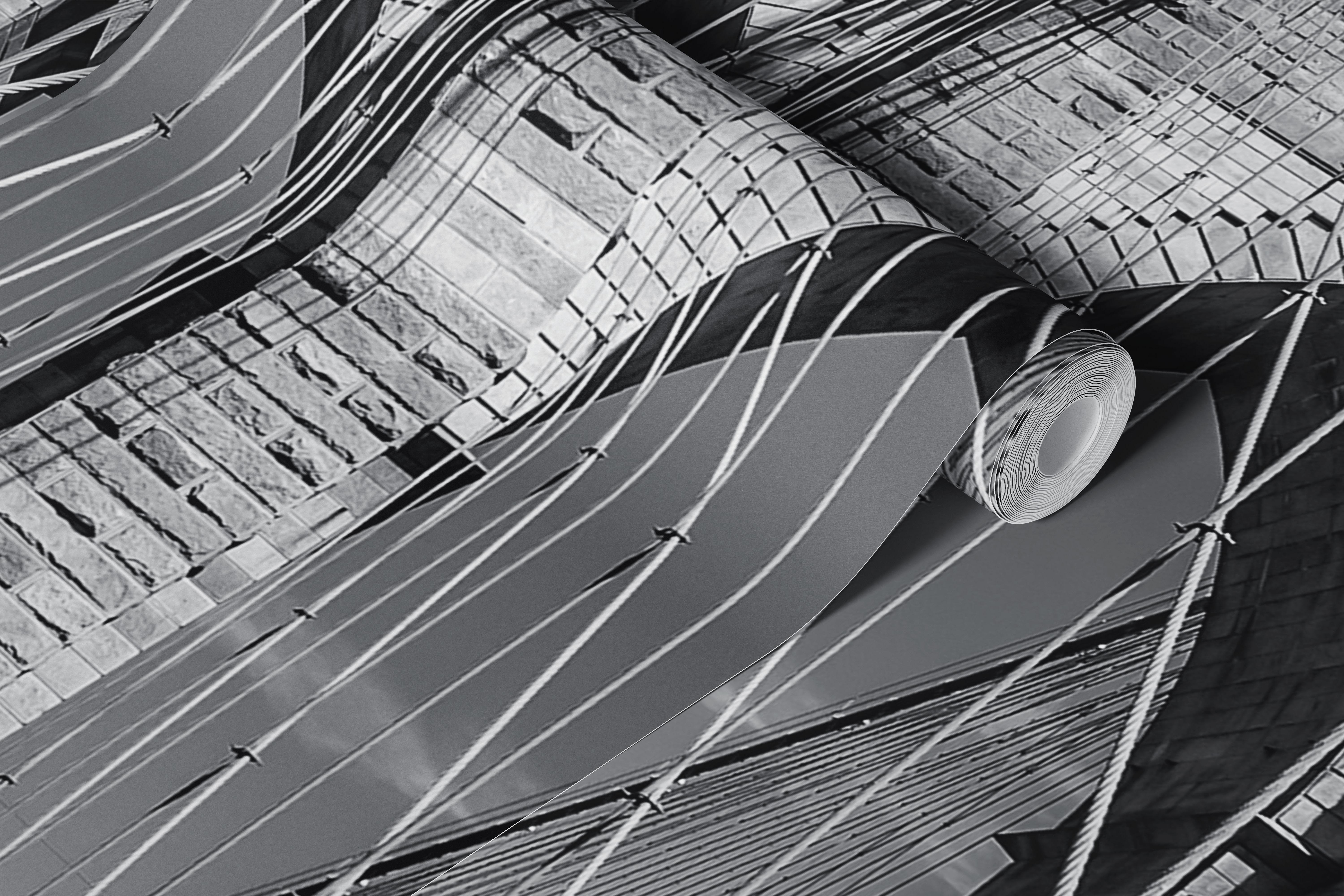 Brooklyn Bridge architectural wallpaper in black and white style