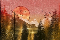 Golden Forest by Red Sky tapetit