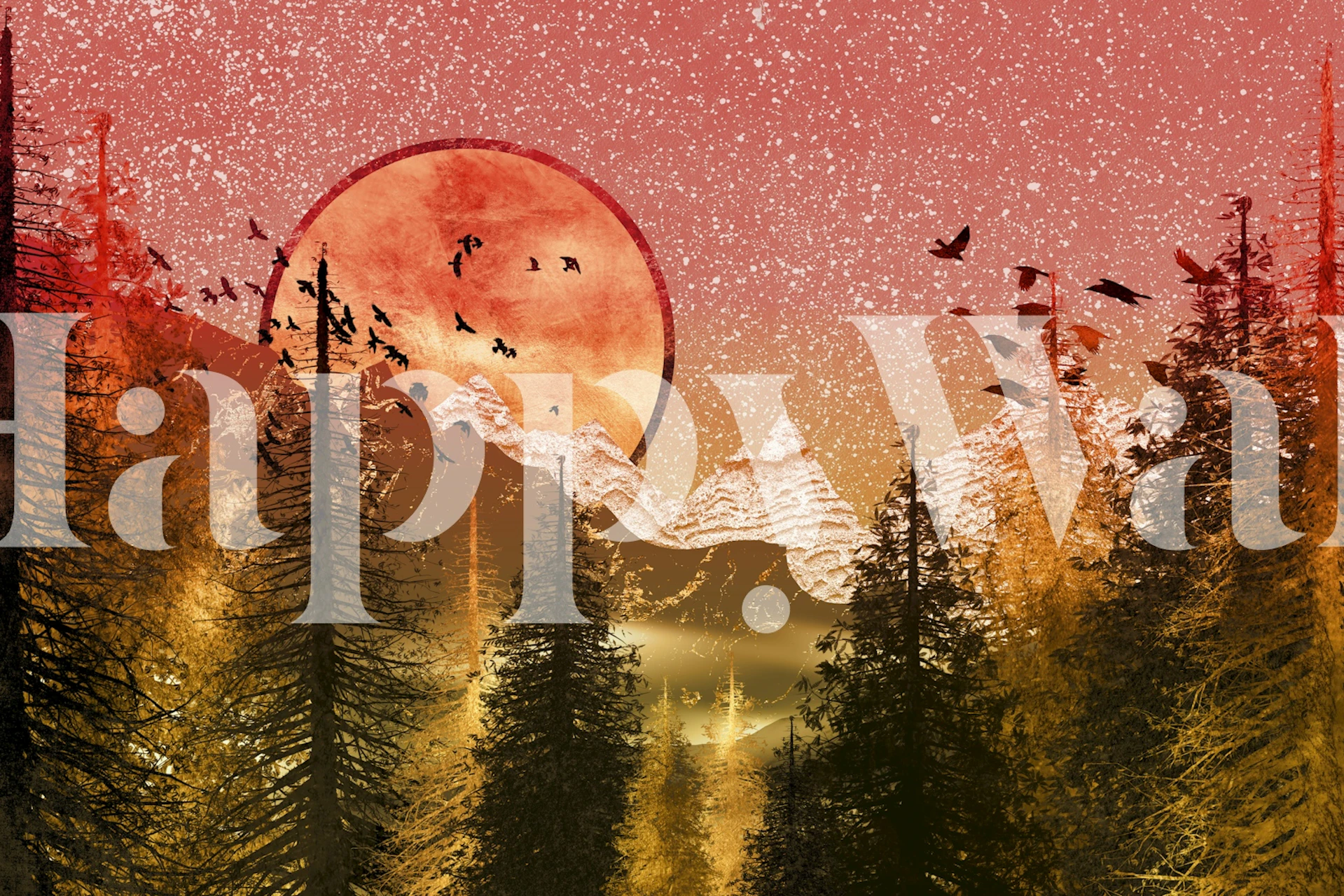 Golden Forest wallpaper design i ett rum