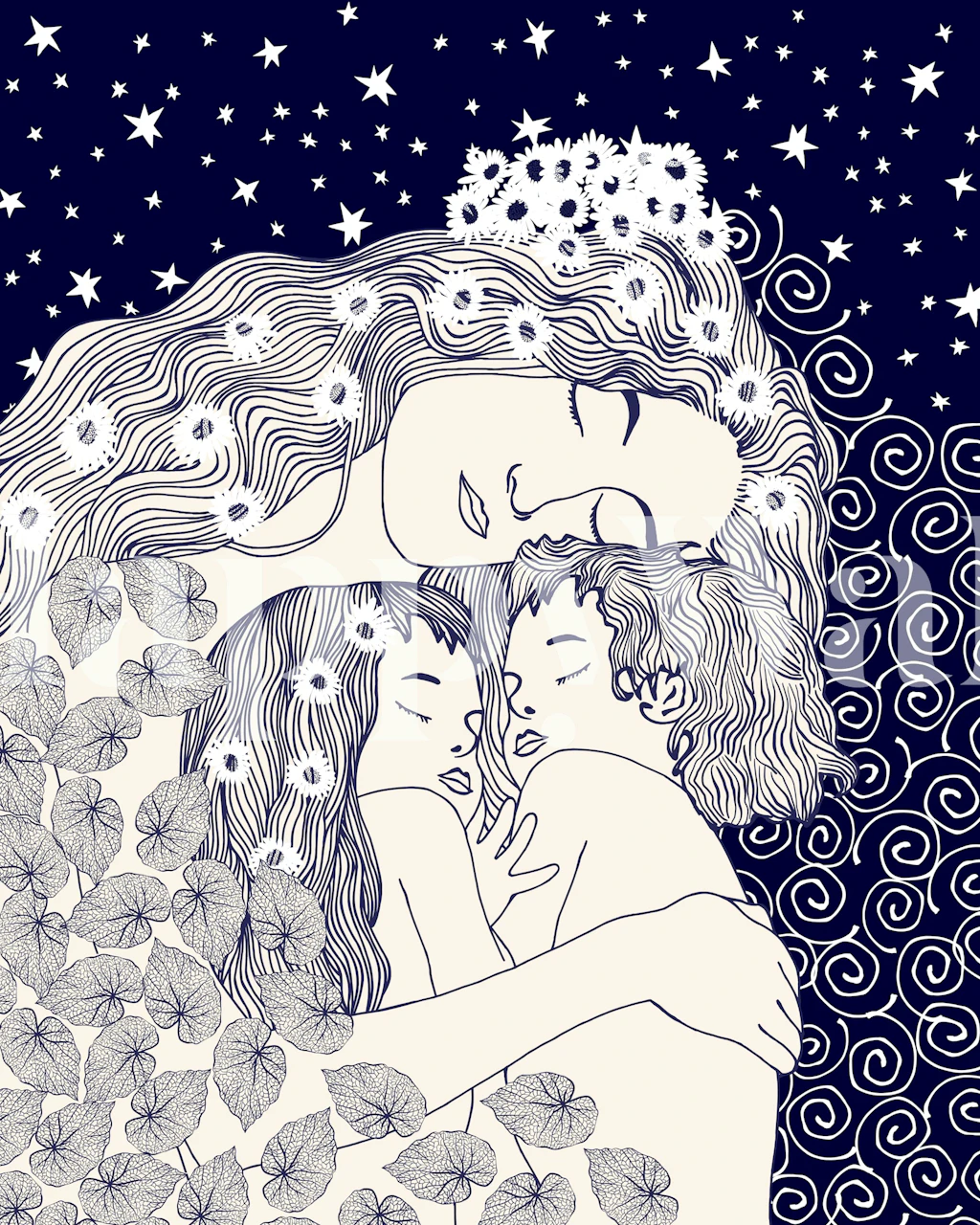 Mother and children Tapetdesign