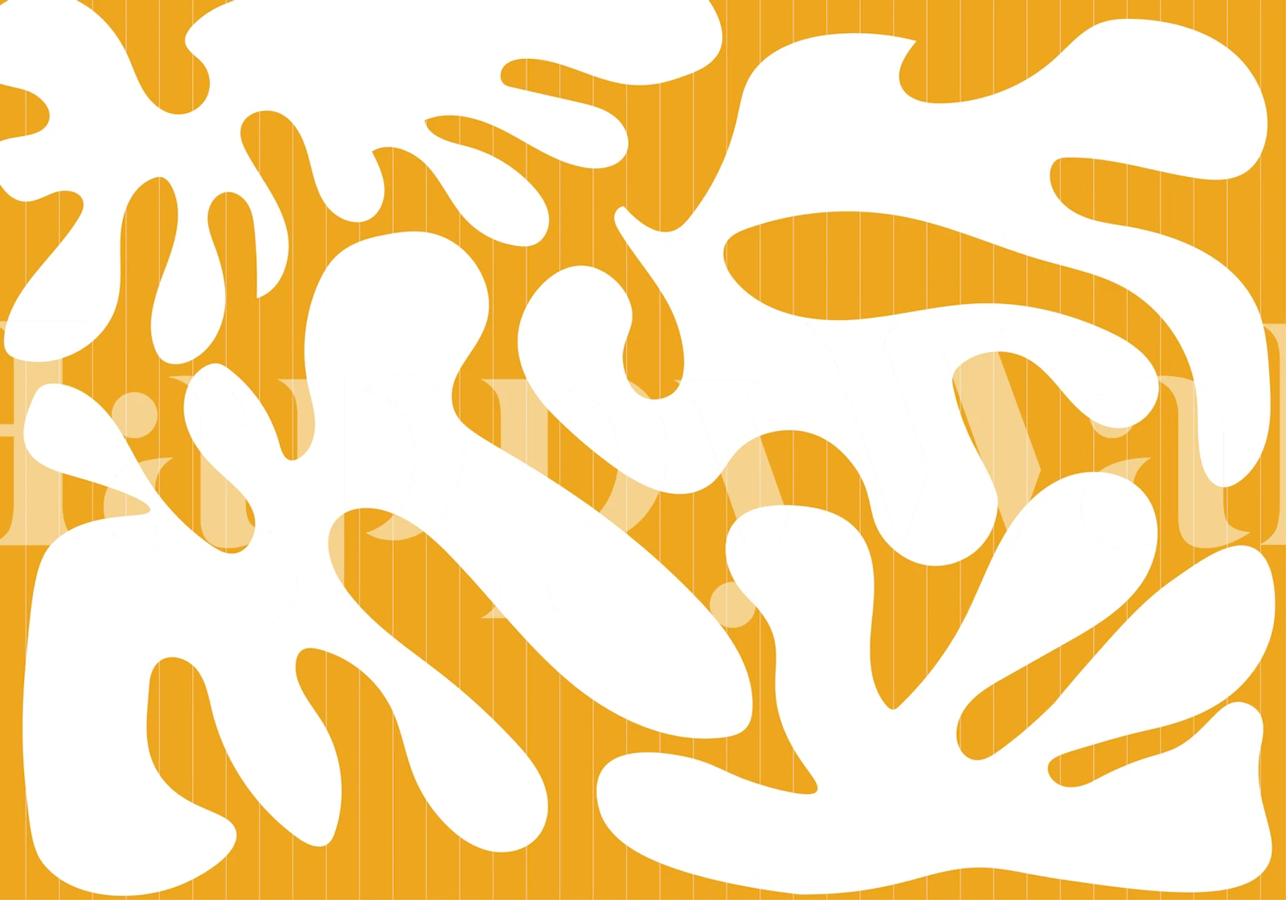 Abstract white leaf shapes on a yellow background wallpaper