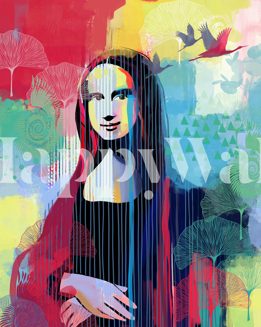 Mina Lisa wallpaper design displayed in a room