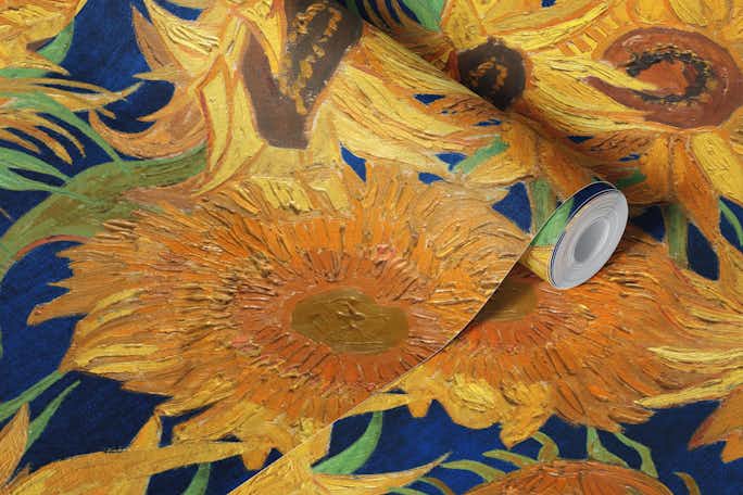 Van Gogh Sunflowers indigowallpaper roll
