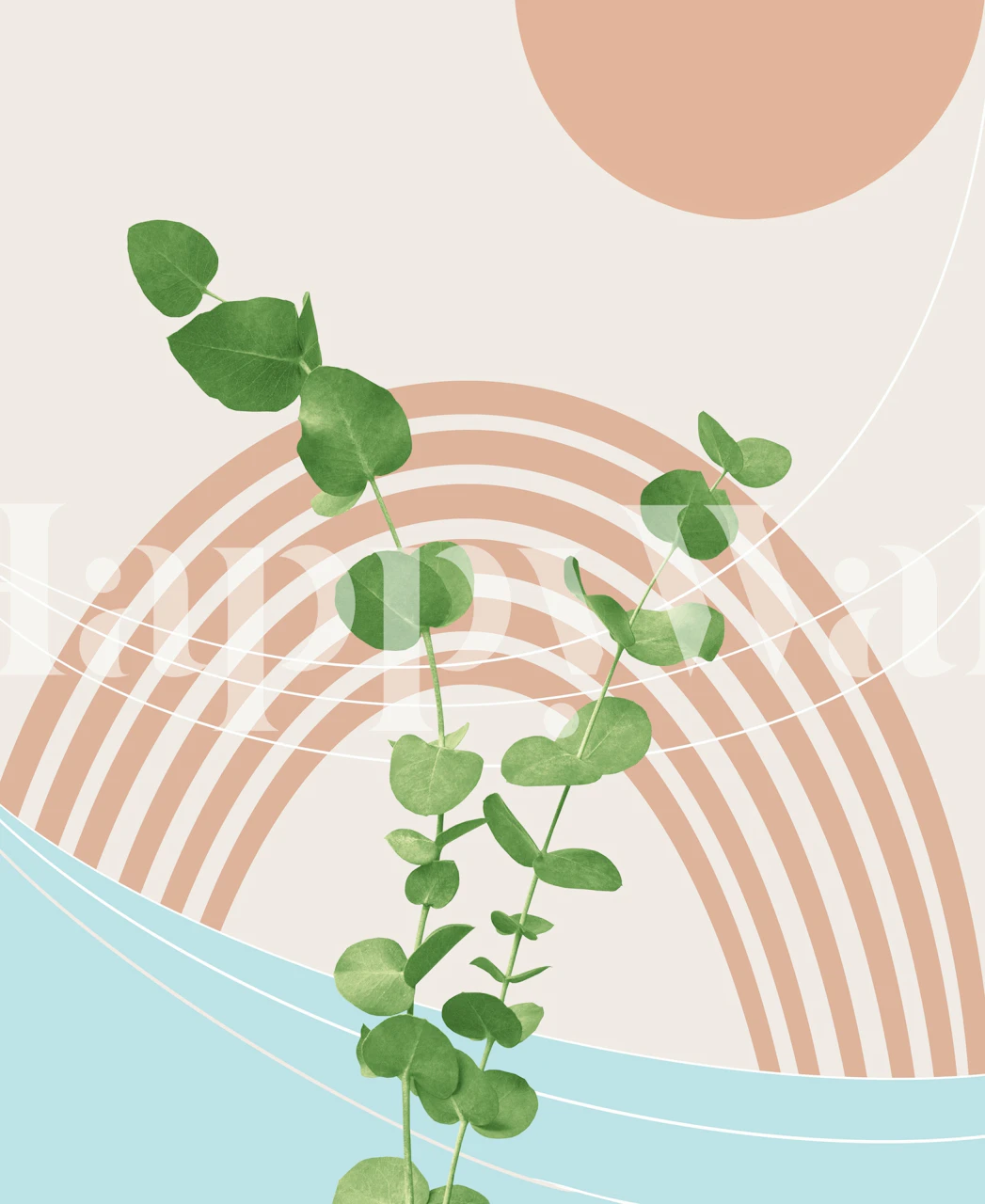 Eucalyptus Rainbow Oasis wallpaper in a room