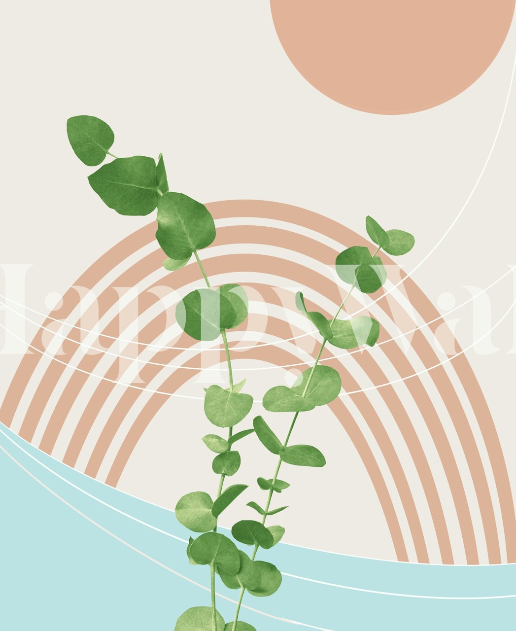 Eucalyptus Rainbow Oasis wallpaper in a room