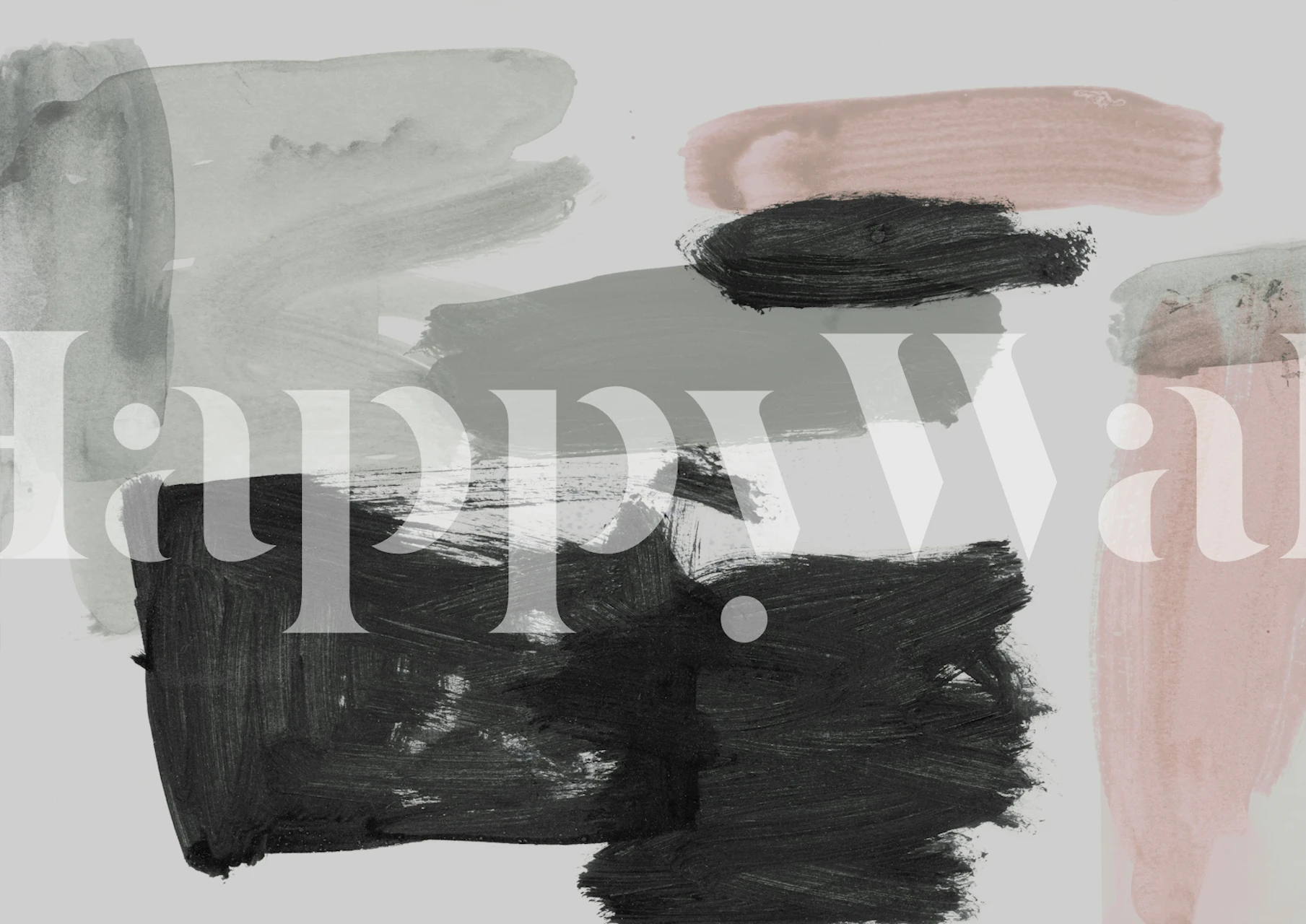 Abstract brushstrokes in pink, gray, and black wallpaper