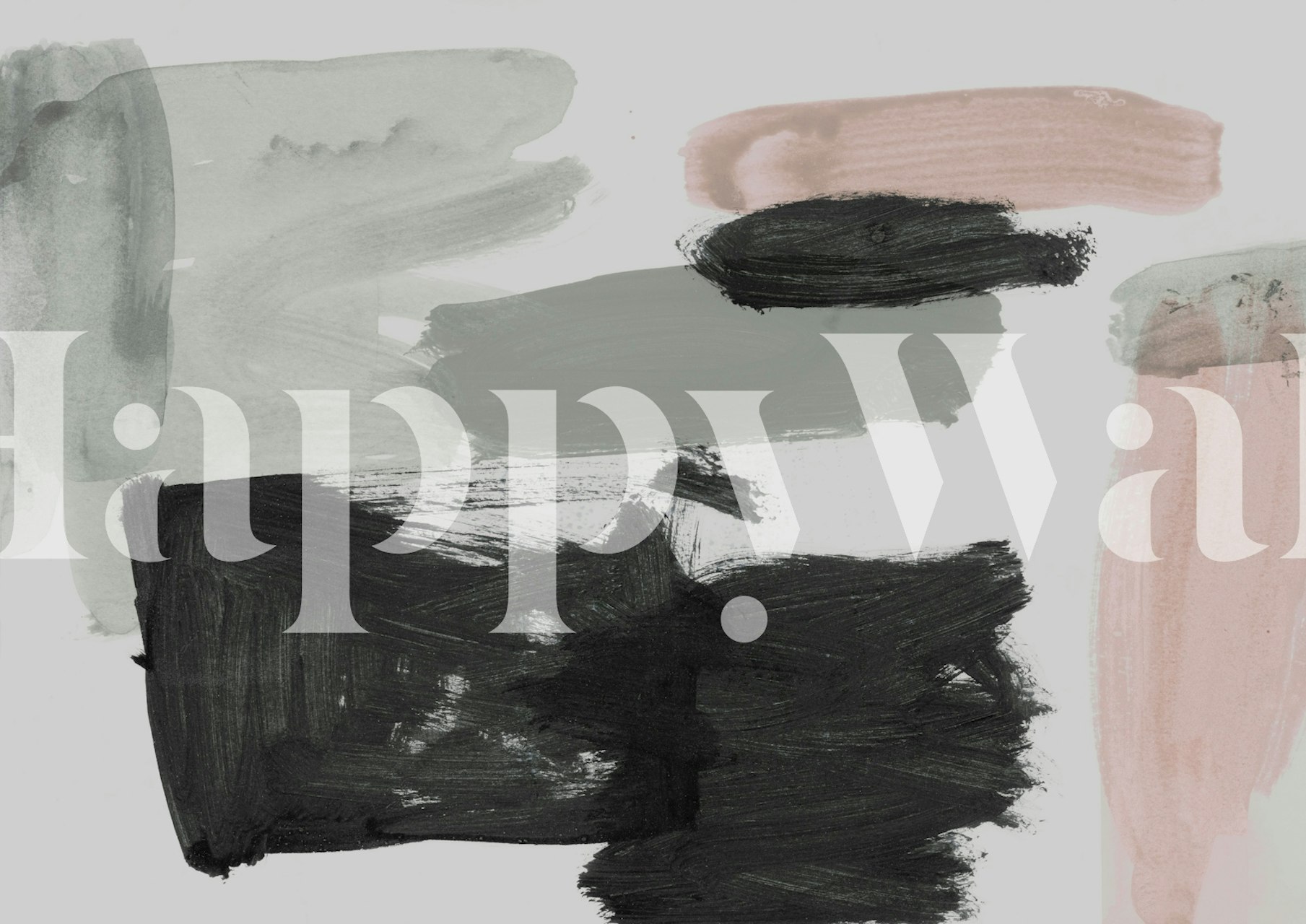 Abstract brushstrokes in pink, gray, and black wallpaper