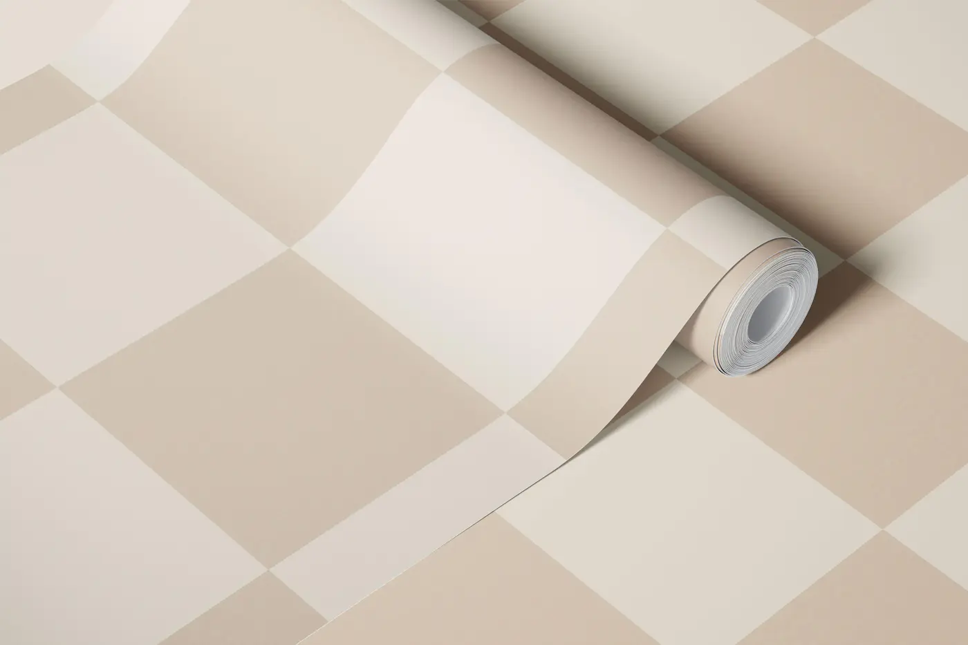 Checkerboard sand and beige wallpaper roll