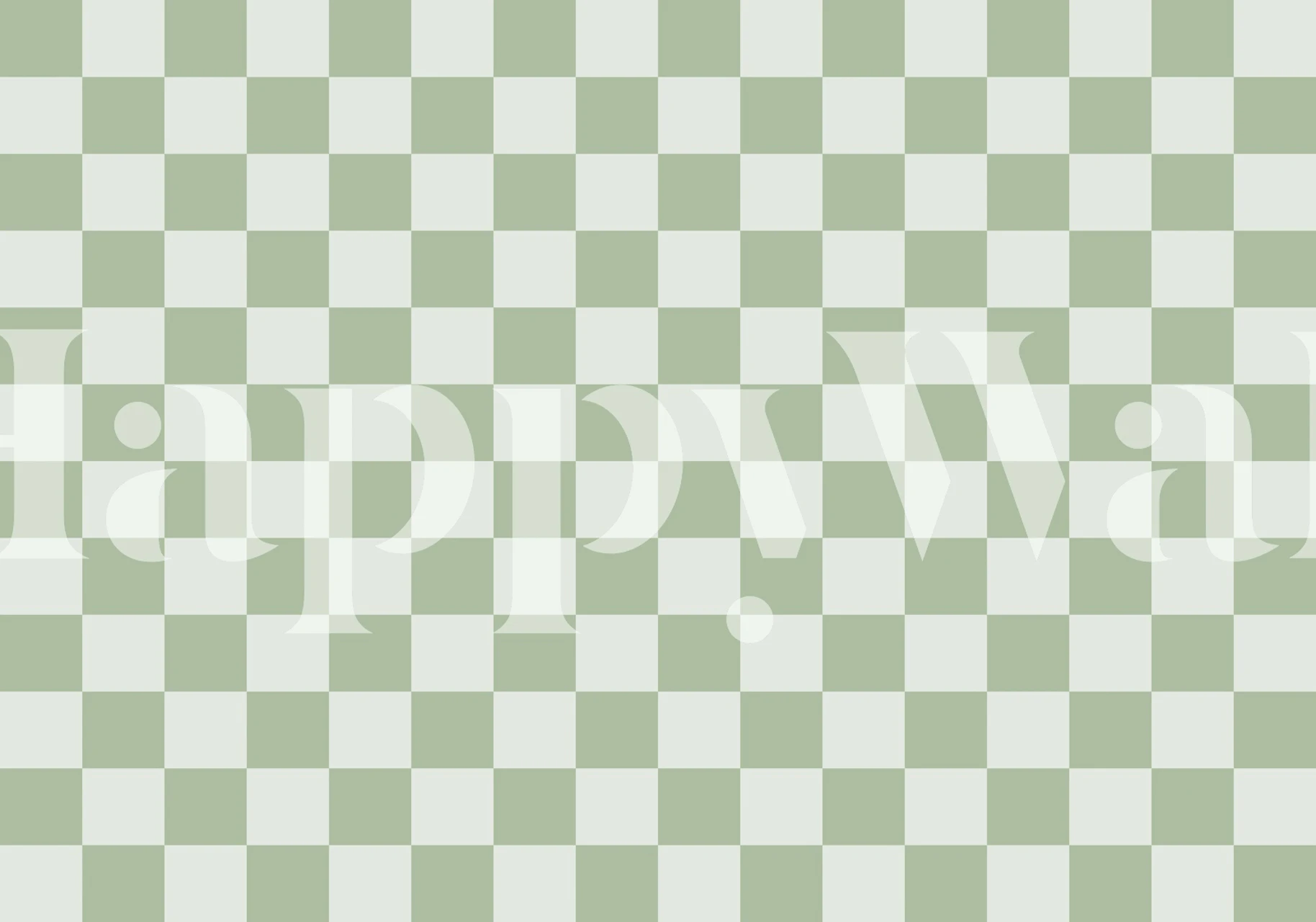 Sage green and white checkerboard pattern wallpaper
