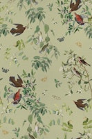 Wings and Flora Charm Olive Green wallpaper