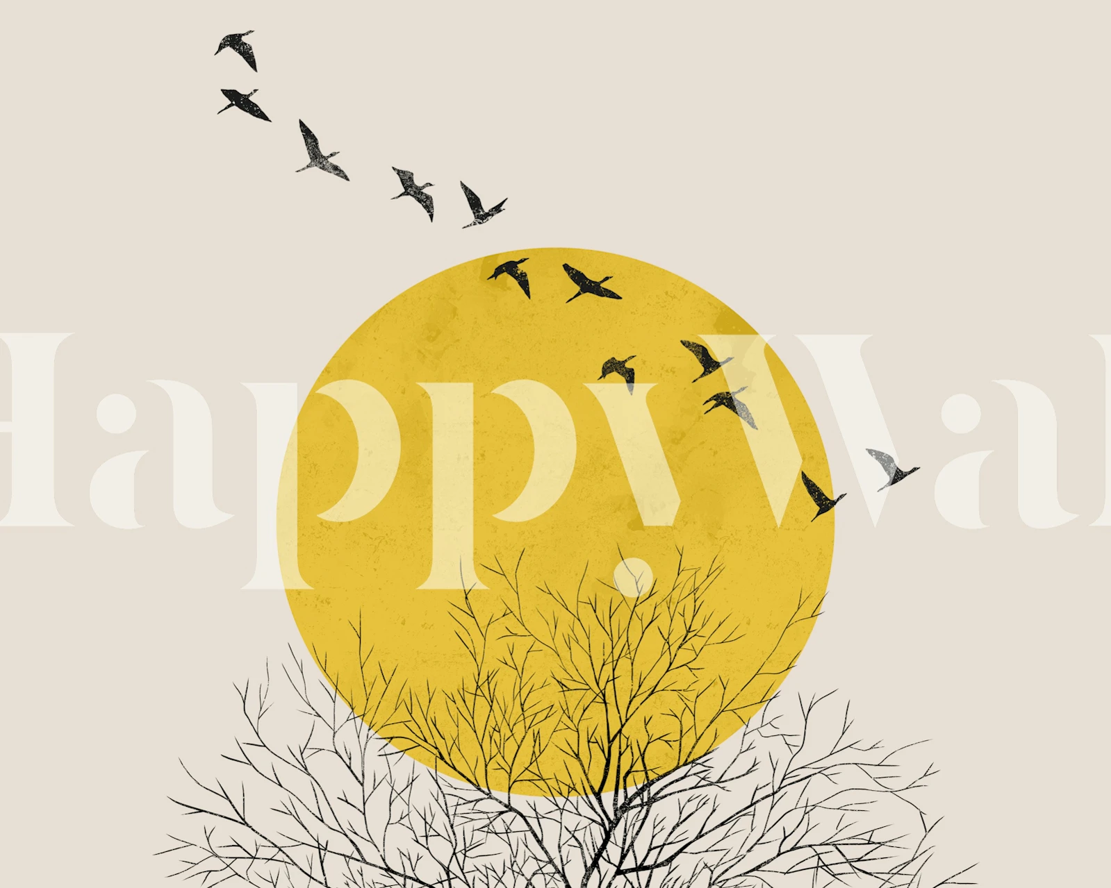 Birds at Sunrise wallpaper in a room