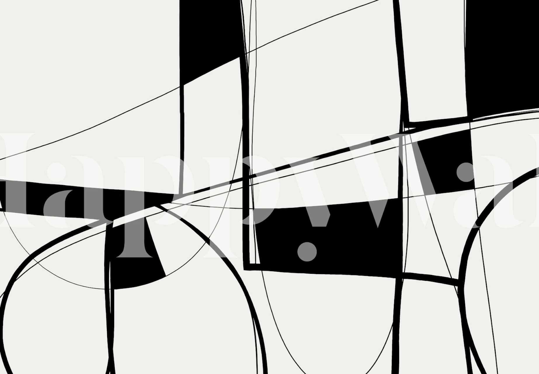 Contemporary linework wallpaper in a room