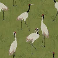 Vibrant crane - Olive Green carta da parati