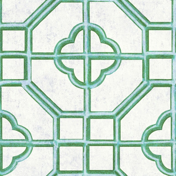 Chinoiserie Trellis - Green & White