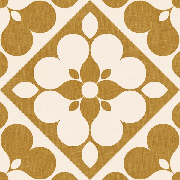 Retro Geometric Floral Quilt - copper